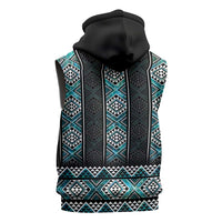 Paua Shell Taniko Pattern Aotearoa Sleeveless Hoodie Niho Taniwha Mix Poutama - Polynesian Pride