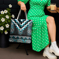 Paua Shell Taniko Pattern Aotearoa Tote Bag Niho Taniwha Mix Poutama - Polynesian Pride