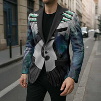 Aotearoa Korowai Motif Blazer Hei Matau Poutama Maori Pattern - Polynesian Pride