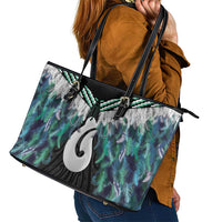 Aotearoa Korowai Motif Leather Tote Bag Hei Matau Poutama Maori Pattern