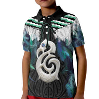 Aotearoa Korowai Motif Kid Polo Shirt Hei Manaia Poutama Maori Pattern
