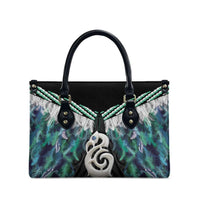 Aotearoa Korowai Motif Leather Bag Hei Manaia Poutama Maori Pattern - Polynesian Pride