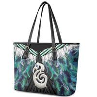 Aotearoa Korowai Motif Leather Tote Bag Hei Manaia Poutama Maori Pattern