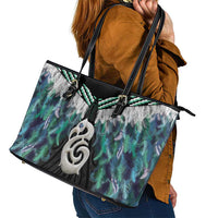 Aotearoa Korowai Motif Leather Tote Bag Hei Manaia Poutama Maori Pattern