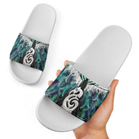 Aotearoa Korowai Motif Slide Sandals Hei Manaia Poutama Maori Pattern - Polynesian Pride