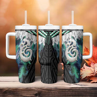 Aotearoa Korowai Motif Tumbler With Handle Hei Manaia Poutama Maori Pattern