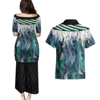 Aotearoa Korowai Motif Couples Matching Puletasi and Hawaiian Shirt Maori Wheku Poutama LT14 - Polynesian Pride