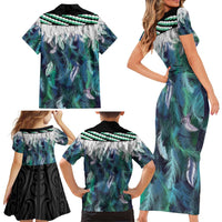 Aotearoa Korowai Motif Family Matching Short Sleeve Bodycon Dress and Hawaiian Shirt Maori Wheku Poutama LT14 - Polynesian Pride