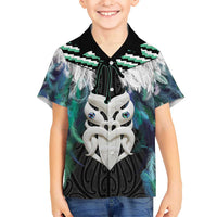 Aotearoa Korowai Motif Kid Hawaiian Shirt Maori Wheku Poutama