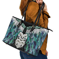 Aotearoa Korowai Motif Leather Tote Bag Maori Wheku Poutama