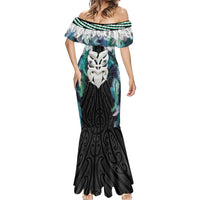 Aotearoa Korowai Motif Mermaid Dress Maori Wheku Poutama