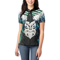 Aotearoa Korowai Motif Women Polo Shirt Maori Wheku Poutama