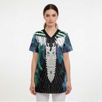 Aotearoa Korowai Motif Scrub Top Maori Tane Poutama - Polynesian Pride