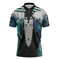 Aotearoa Korowai Motif Zipper Polo Shirt Maori Tane Poutama - Polynesian Pride