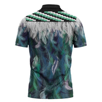 Aotearoa Korowai Motif Zipper Polo Shirt Maori Tane Poutama - Polynesian Pride