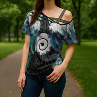 Aotearoa Korowai Motif Cross Shoulder Shirt Maori Koru Poutama LT14 - Polynesian Pride