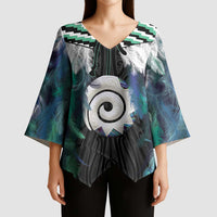 Aotearoa Korowai Motif Kimono Sleeve Blouse Maori Koru Poutama - Polynesian Pride