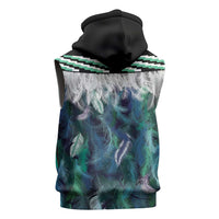 Aotearoa Korowai Motif Sleeveless Zip Hoodie Maori Koru Poutama LT14