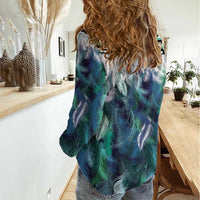 Aotearoa Korowai Motif Women Casual Shirt Maori Koru Poutama