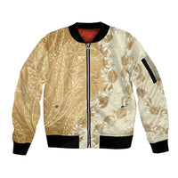 Heiva i Tahiti Sleeve Zip Bomber Jacket Tahitian Tiare Maori Cowrie Lei Brown LT14 Unisex Brown - Polynesian Pride