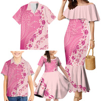 Heiva i Tahiti Family Matching Mermaid Dress and Hawaiian Shirt Tahitian Tiare Maori Cowrie Lei Pink LT14 - Polynesian Pride