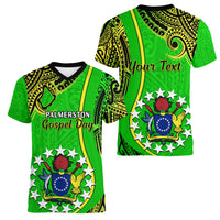 Personalised 25 May Palmerston Island Gospel Day Women V Neck T Shirt Cook Islands Tribal Pattern LT14 - Polynesian Pride