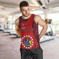20 July Atiu Island Gospel Day Men Tank Top Cook Islands Tribal Pattern LT14 - Polynesian Pride