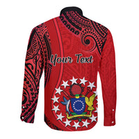 Personalised 20 July Atiu Island Gospel Day Long Sleeve Button Shirt Cook Islands Tribal Pattern LT14 - Polynesian Pride
