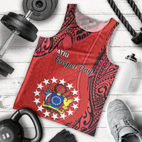 Personalised 20 July Atiu Island Gospel Day Men Tank Top Cook Islands Tribal Pattern LT14 Red - Polynesian Pride