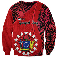 Personalised 20 July Atiu Island Gospel Day Sweatshirt Cook Islands Tribal Pattern LT14 Unisex Red - Polynesian Pride