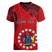 Personalised 20 July Atiu Island Gospel Day Women V Neck T Shirt Cook Islands Tribal Pattern LT14 - Polynesian Pride