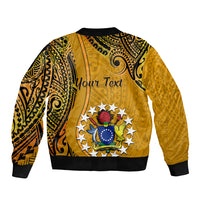 Personalised 8 August Manihiki Island Gospel Day Sleeve Zip Bomber Jacket Cook Islands Tribal Pattern LT14 - Polynesian Pride