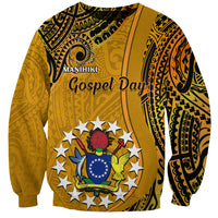 Personalised 8 August Manihiki Island Gospel Day Sweatshirt Cook Islands Tribal Pattern LT14 Unisex Gold - Polynesian Pride