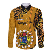 15 August Rakahanga Island Gospel Day Long Sleeve Button Shirt Cook Islands Tribal Pattern LT14 Unisex Orange - Polynesian Pride