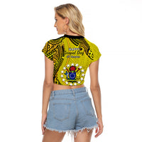 27 October Aitutaki Island Gospel Day Raglan Cropped T Shirt Cook Islands Tribal Pattern LT14 - Polynesian Pride