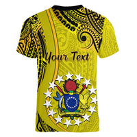 Personalised 27 October Aitutaki Island Gospel Day Women V Neck T Shirt Cook Islands Tribal Pattern LT14 - Polynesian Pride