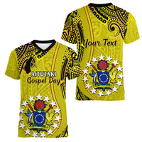 Personalised 27 October Aitutaki Island Gospel Day Women V Neck T Shirt Cook Islands Tribal Pattern LT14 - Polynesian Pride