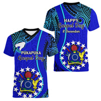 8 December Pukapuka Island Gospel Day Women V Neck T Shirt Cook Islands Tribal Pattern LT14 - Polynesian Pride