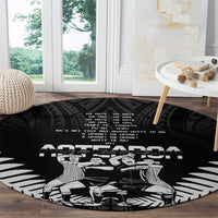 New Zealand Silver Fern Rugby Round Carpet Haka Dance With Aotearoa Maori Pattern
