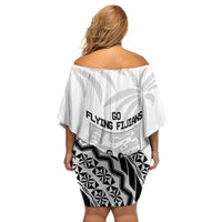 Fiji Tapa Rugby Family Matching Off Shoulder Short Dress and Hawaiian Shirt Cibi Dance With Fijian Pattern