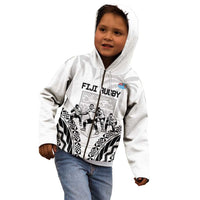 Fiji Tapa Rugby Kid Hoodie Cibi Dance With Fijian Pattern