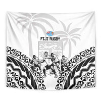 Fiji Tapa Rugby Tapestry Cibi Dance With Fijian Pattern