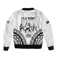 New Zealand And Fiji Tapa Rugby Bomber Jacket Haka Dance Mix Cibi Dance Together