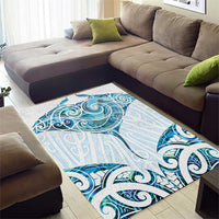 New Zealand Manta Ray Tattoo Area Rug Aotearoa Maori Haehae Paua Shell - Polynesian Pride