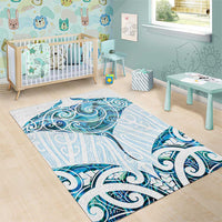 New Zealand Manta Ray Tattoo Area Rug Aotearoa Maori Haehae Paua Shell - Polynesian Pride