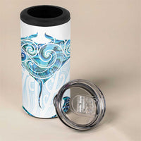 New Zealand Manta Ray Tattoo 4 in 1 Can Cooler Tumbler Aotearoa Maori Haehae Paua Shell - Polynesian Pride