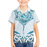 New Zealand Manta Ray Tattoo Family Matching Off Shoulder Maxi Dress and Hawaiian Shirt Aotearoa Maori Haehae Paua Shell - Polynesian Pride