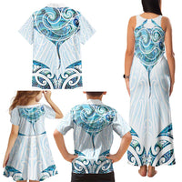 New Zealand Manta Ray Tattoo Family Matching Tank Maxi Dress and Hawaiian Shirt Aotearoa Maori Haehae Paua Shell - Polynesian Pride