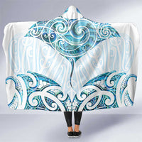 New Zealand Manta Ray Tattoo Hooded Blanket Aotearoa Maori Haehae Paua Shell - Polynesian Pride