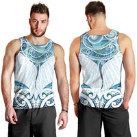 New Zealand Manta Ray Tattoo Men Tank Top Aotearoa Maori Haehae Paua Shell - Polynesian Pride